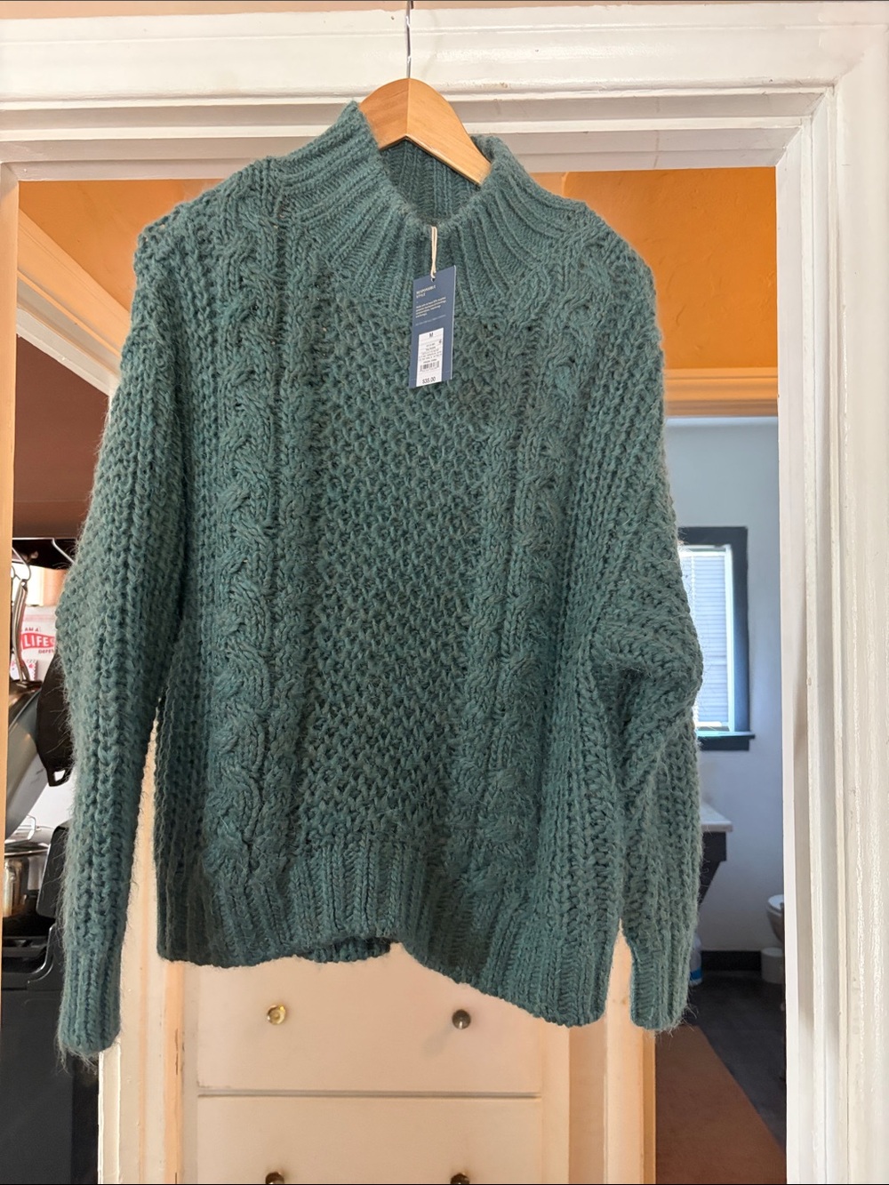 Universal Thread Cable Knit Mock Neck Sweater - Teal
